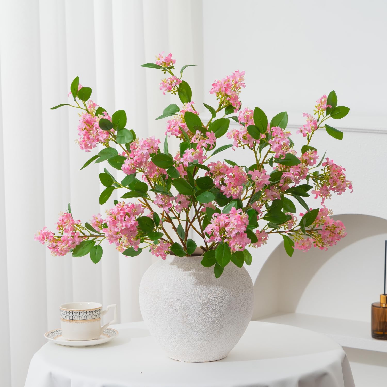 Somikis 6 PCS 31" Artificial Plants, Faux Branches for Vase, Faux Greenery Stems, Fake Plants Faux Stems Silk Flowers for Home Office Garden Wedding Indoor Outdoor Decor (Pink Daphne) image 4