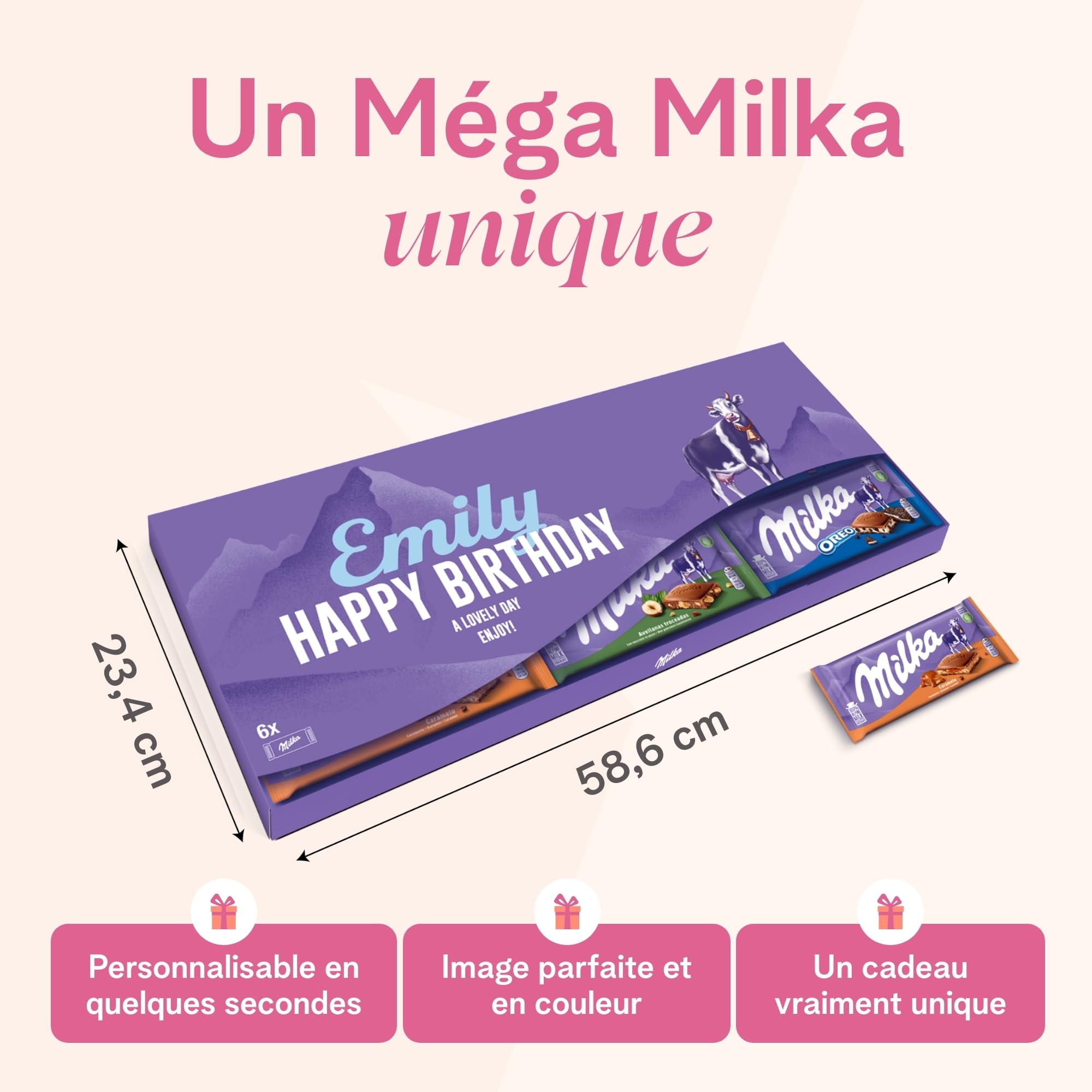 Milka Méga Tablette de Chocolat Personnalisée - Cadeau fete des peres personnalisé avec Nom et Message (6 Tablettes)