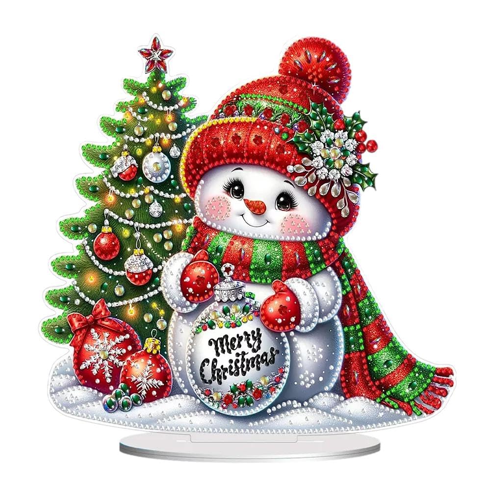 Syntego 5D DIY Diamond Painting Kit Crystal Rhinestone Acrylic Table Top Decoration (Cute Snowman)