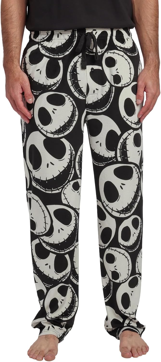 Nightmare Before Christmas Jack Skellington All-Over Print Lightweight Plush Minkey Fleece Men's Sleep Pajama Pants