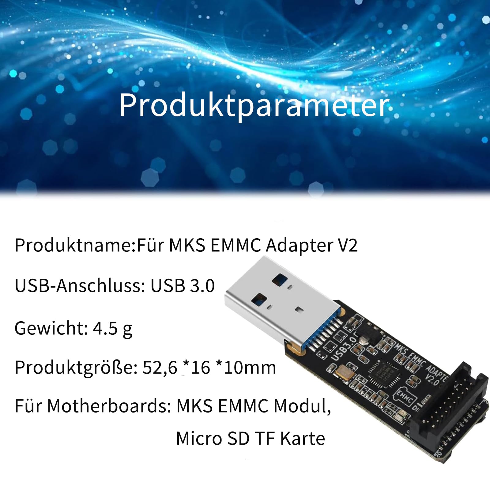 Adapter MKS EMMC V2 USB 3.0 moduł czytnika kart, szybki i wydajny transfer danych, do kart modułowych EMMC i akcesoriów biurowych