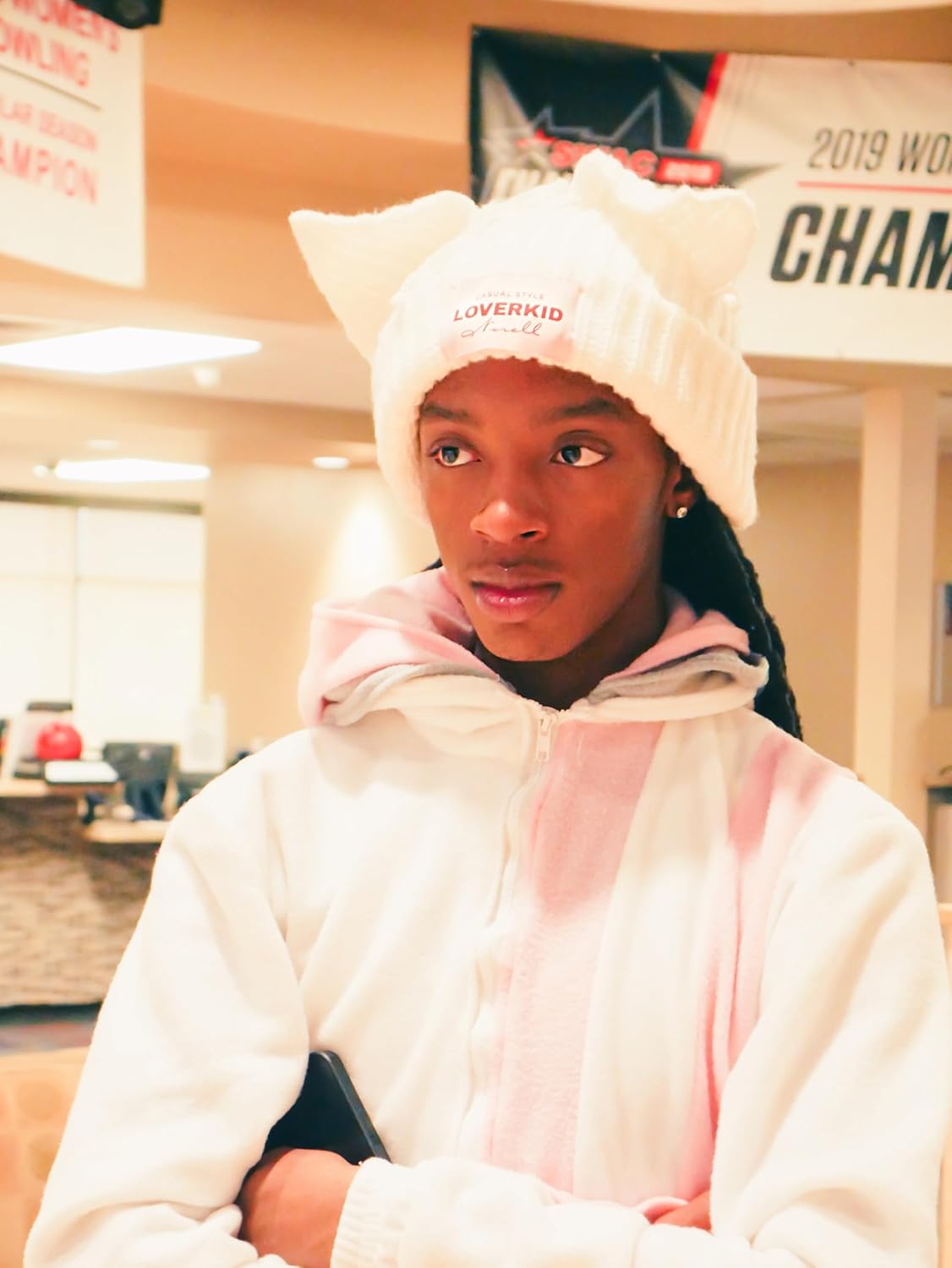 White Cat Ear Beanie, Cute Knit Beanie Hat, Slouchy Crochet Hat, Lover Beanie - Image 2