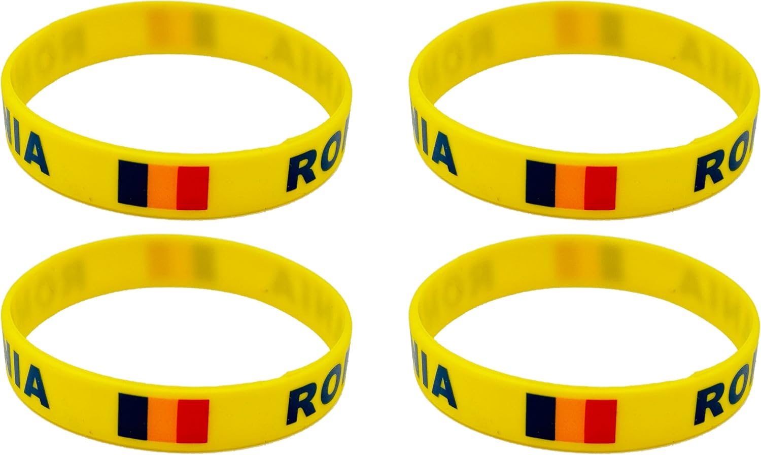 4 Pcs Romania Romanians Country Flag Rubber Bracelets, National Flag Silicone Bracelet, Rubber Wristbands Patriotic Decorations Gift.