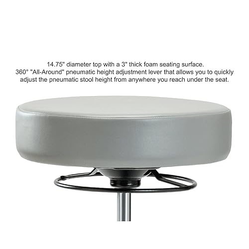 Miniatura 4 de Perch Life Taburete ajustable de altura enrollable para alfombra y linóleo, altura del escritorio de 18 a 23 pulgadas, capacidad de peso de 250