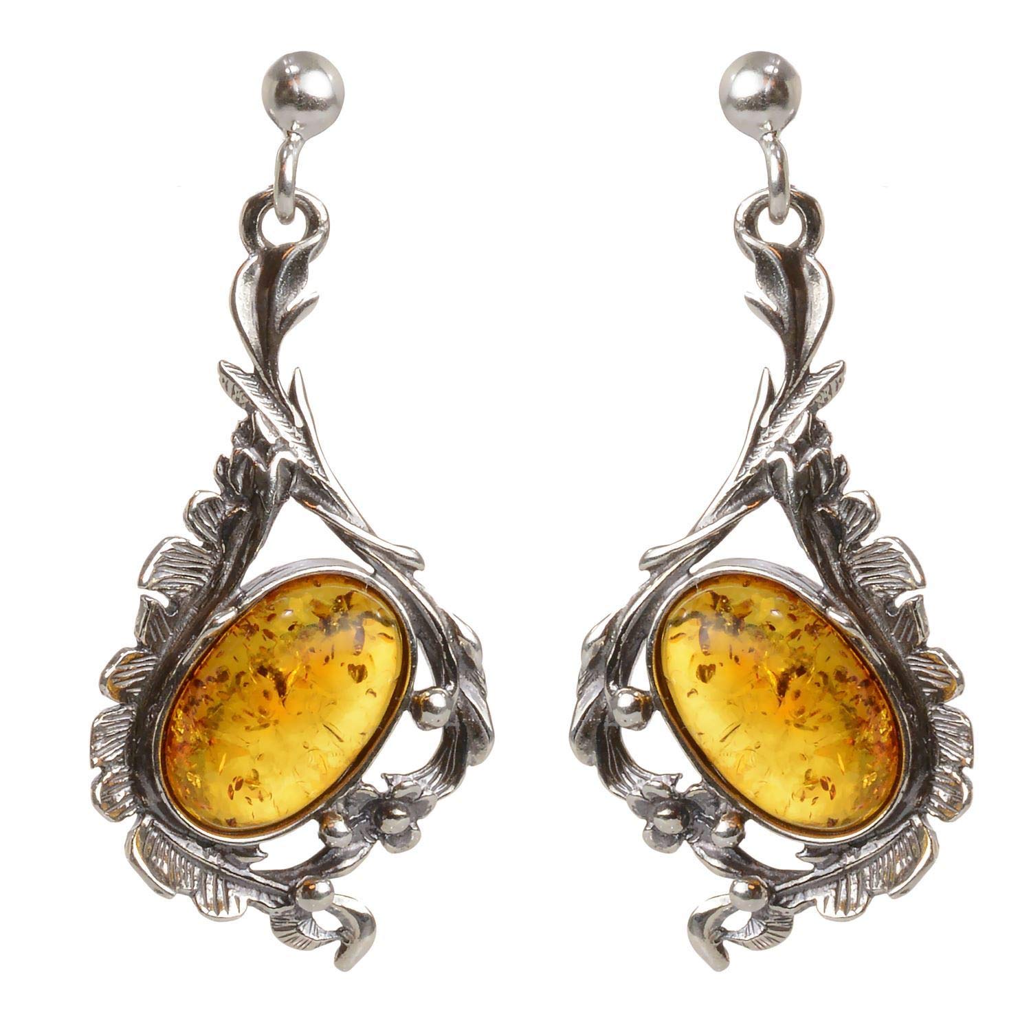 Eleganti orecchini a goccia in ambra baltica rossa e rotonda, in argento sterling placcato oro, regalo per la mamma - Italia