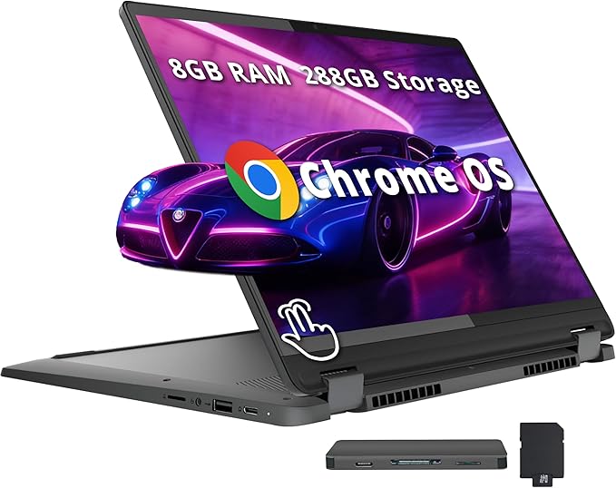 Lenovo IdeaPad Flex 5i 14" WUXGA 2-in-1 Touchscreen Chromebook, Intel i3-1315U, 8 GB di RAM, 288 GB di memoria (128 GB eMMC + docking station da 160 GB), grafica UHD, tastiera retroilluminata, Wi-Fi