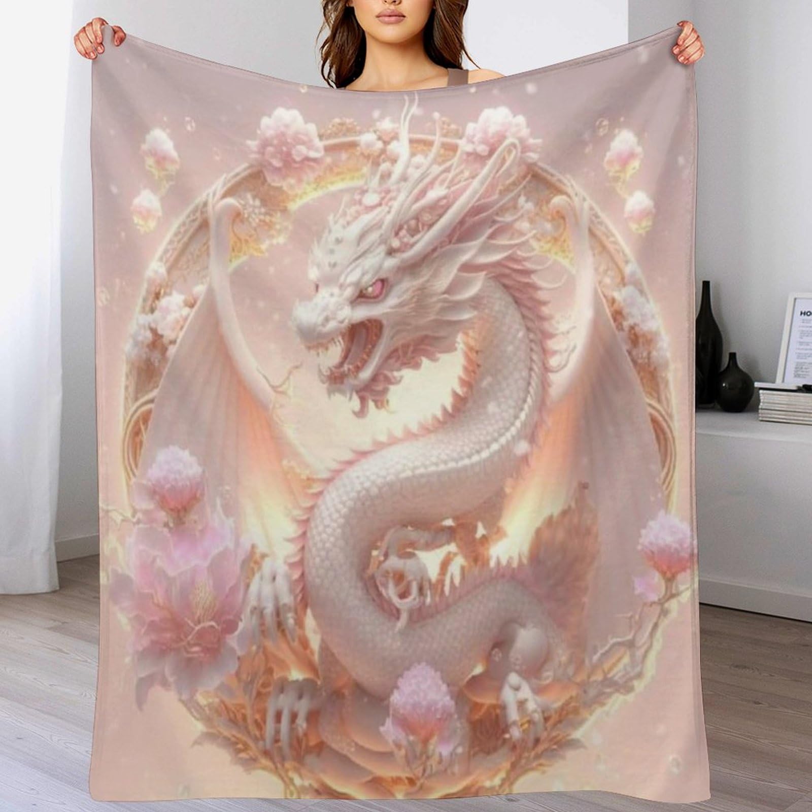 Couverture flannel dragon pour lit ou canapé de salon chaleureux