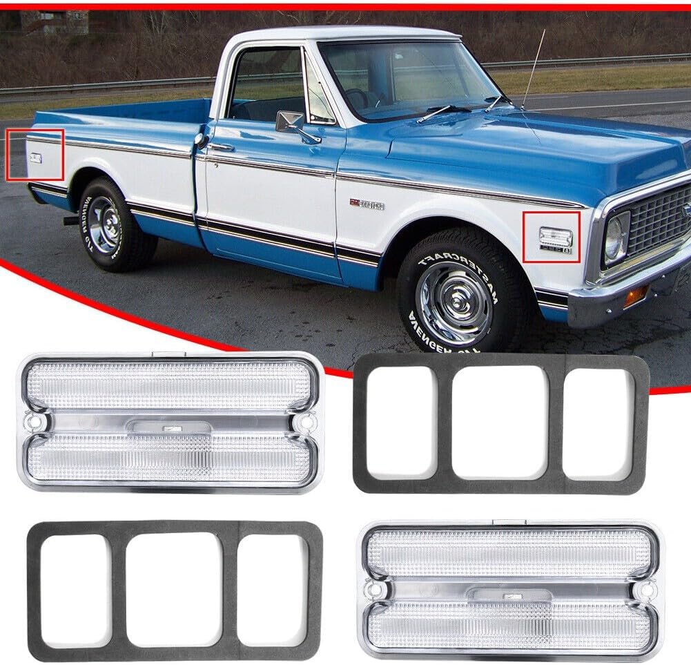 4X Clear Lens Front + Rear Side Marker Lamp ABS Housing 1968-1972 for GMC,for Chevy Ultrasonically Sealed-Specification Smooth Bulbs Not Inclued-Light RB-272CH ISO2001 fast delivery