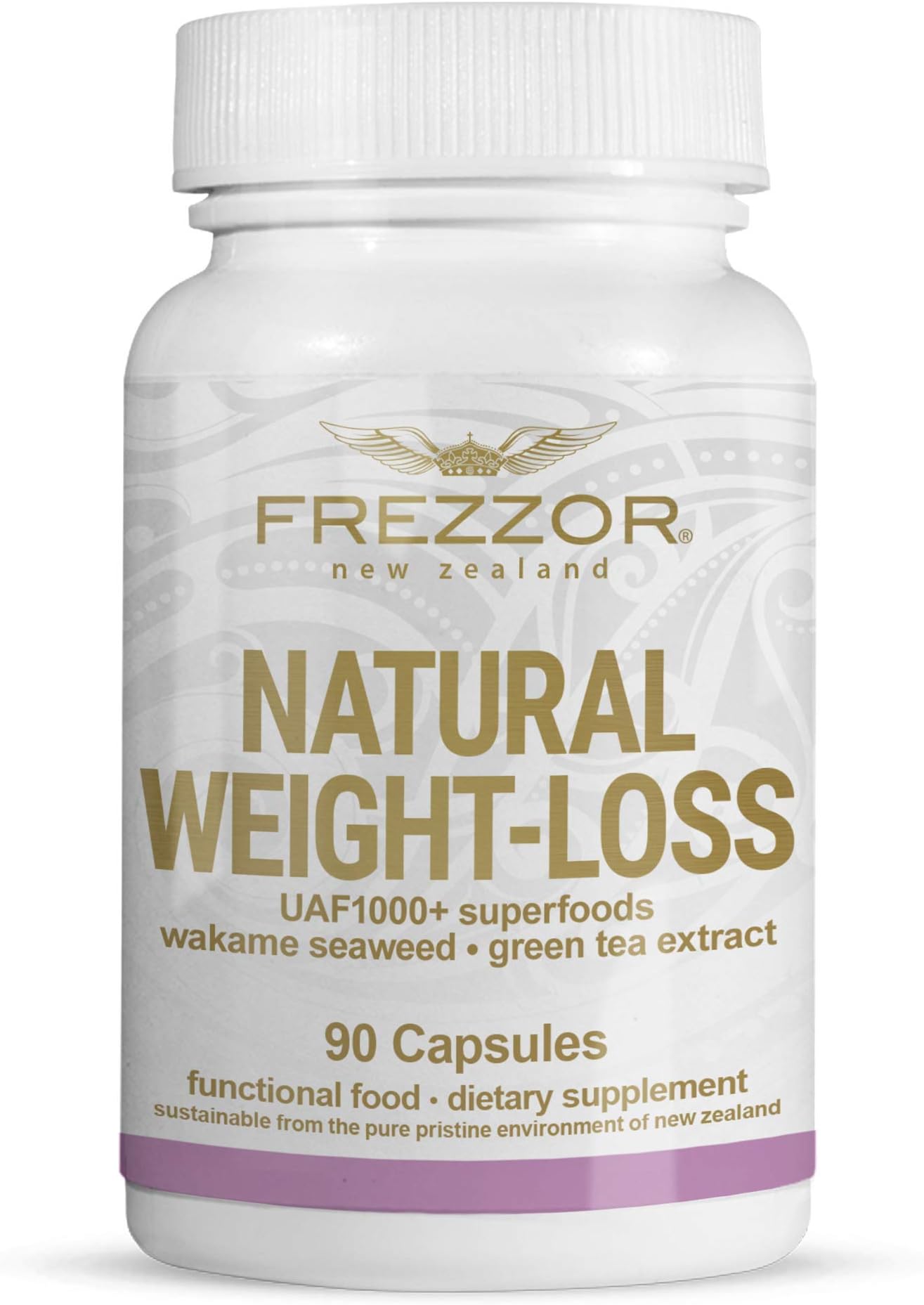 FREZZOR Natural Weight-Loss Support Supplement with UAF1000+ New Zealand Superfoods, Feel Fuller Longer, Fat-Busting, Sugar-Stopping, Digestion-Promoting, Safe, Effective, 90 Capsules, 1 Bottle