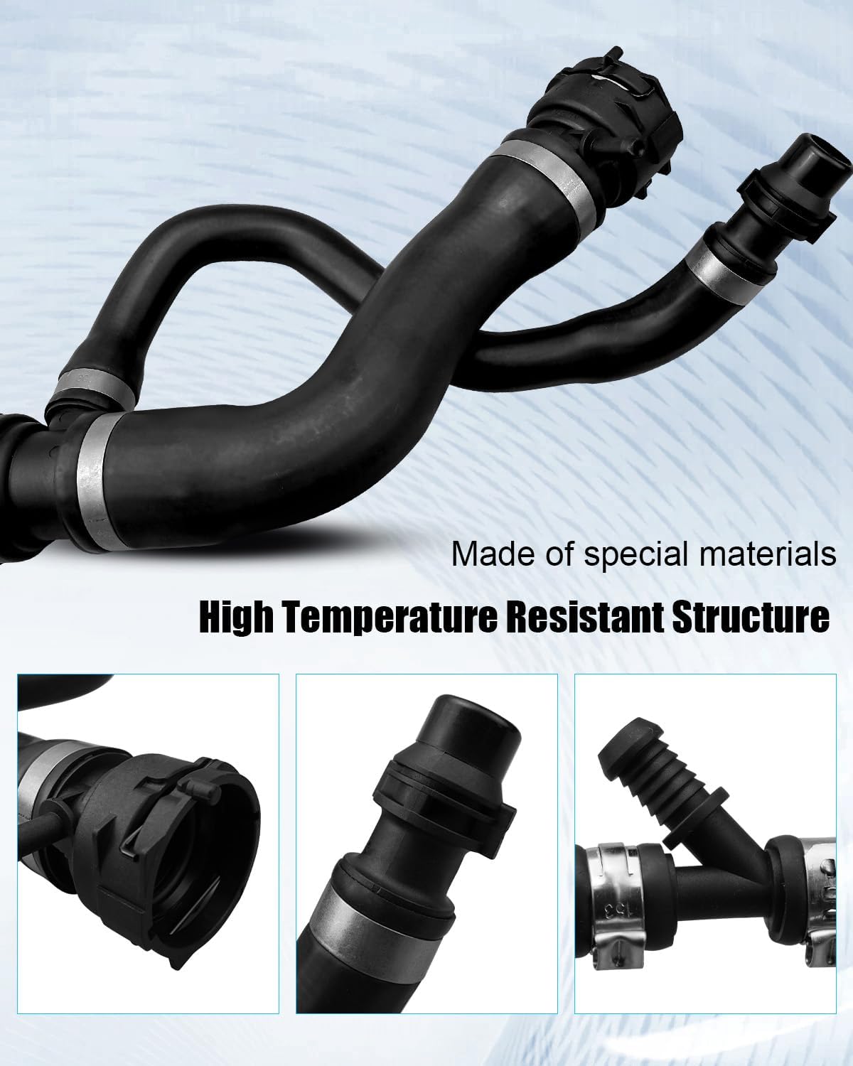 TIKSCIENCE 17127537107 17127555290 Upper Radiator Coolant Hose Kit Fit for BMW E70 X5 2007-2013 X5 3.0si, Radiator Coolant Water Hose Replacement