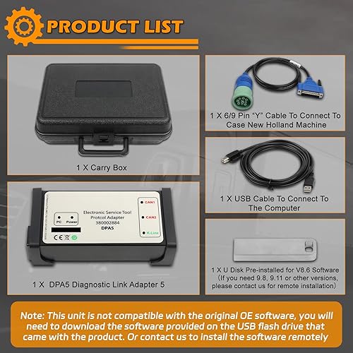 Miniatura 7 de EST V9.8 V9.5 V9.11 V8.6 CNH DPA5 Kit de herramientas de diagnóstico 380002884 adaptador de protocolo Dearborn 5 para herramientas de servicio