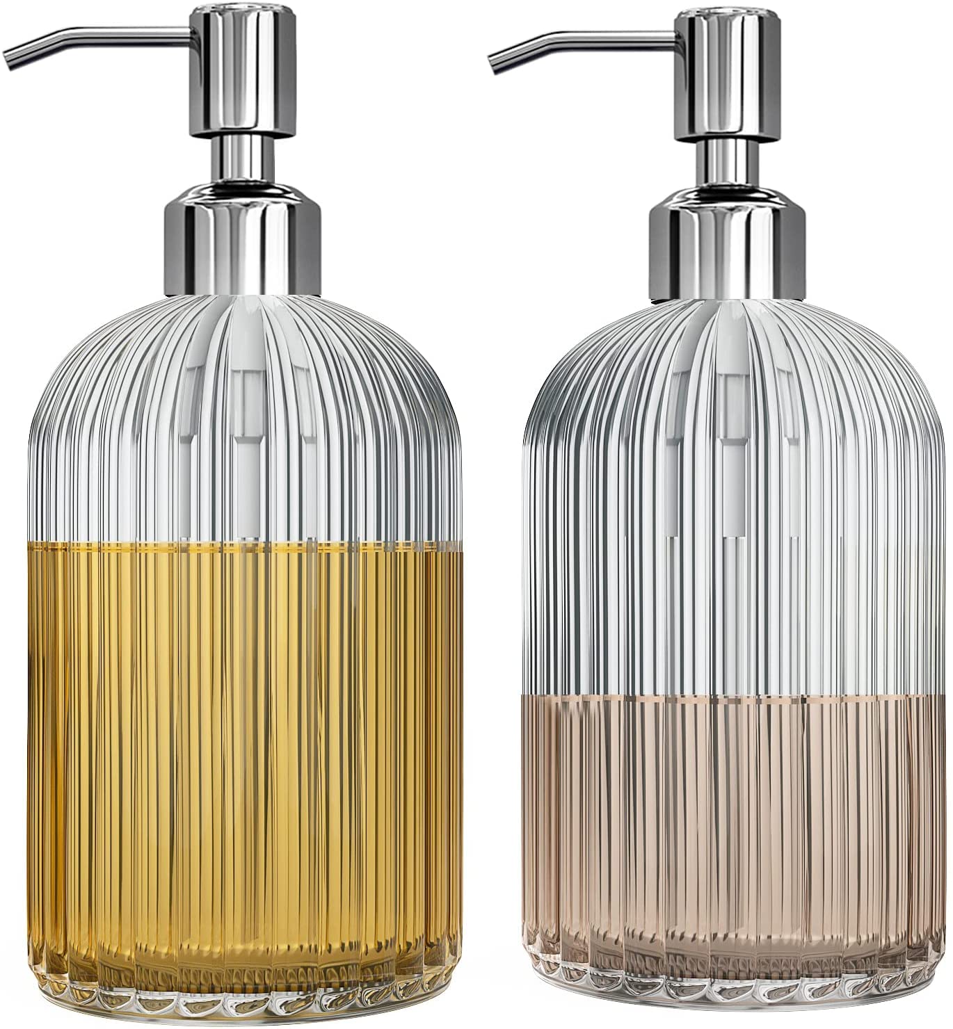 Luxansa Pack of 3 Clear Glass Soap Dispenser Set for Bathroom, Hand Liquid Dispenser, Glass Handwash Dispenser Bottle With Press Pump Bottle, Sanitizer, Lotion Dispenser, Wash Basin Bathroom Accessories