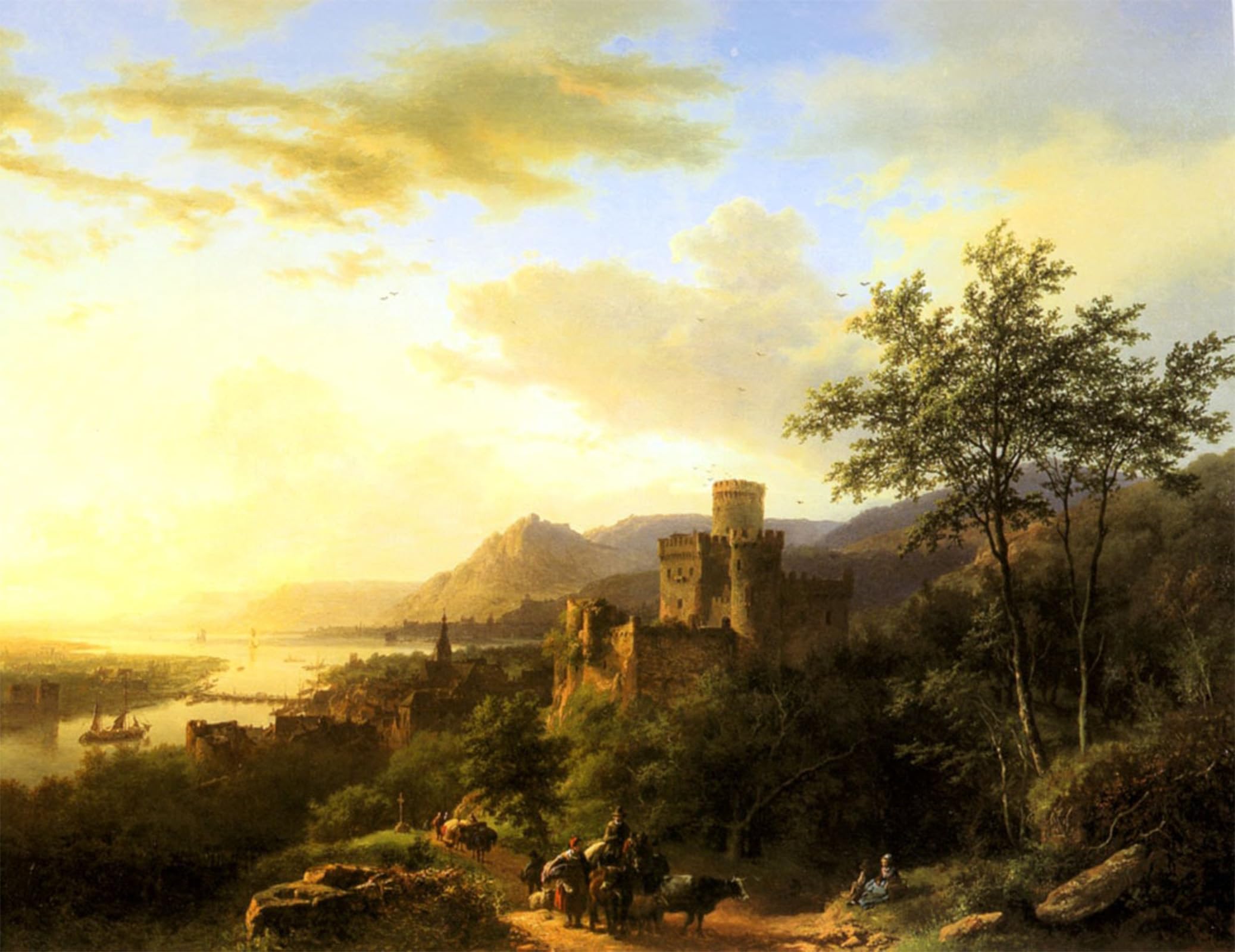 SERENDIPITP Aesthetic Poster Photo Wall Print Retro Picture Travellers on a Path in an Extensive Rhineland Landscape by Barend Cornelis Koekkoek Modern Wall Artwork for Home Decor 60x90cm