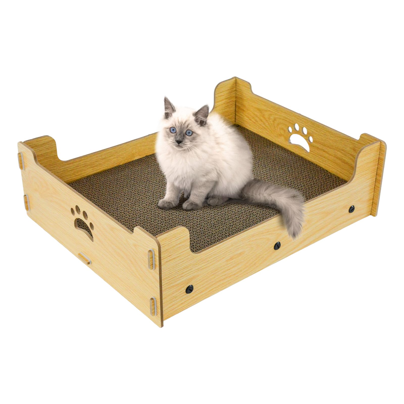 Kratzpappe für Katzen Groß XXL Haus, Kratzlounge Katze Pappe，Katzen Kratzbrett Kratzmatte Katze aus Hochwertiger Wellpapier & Holz 48,5x40x15,5cm Geschenk für Katzenliebhaber
