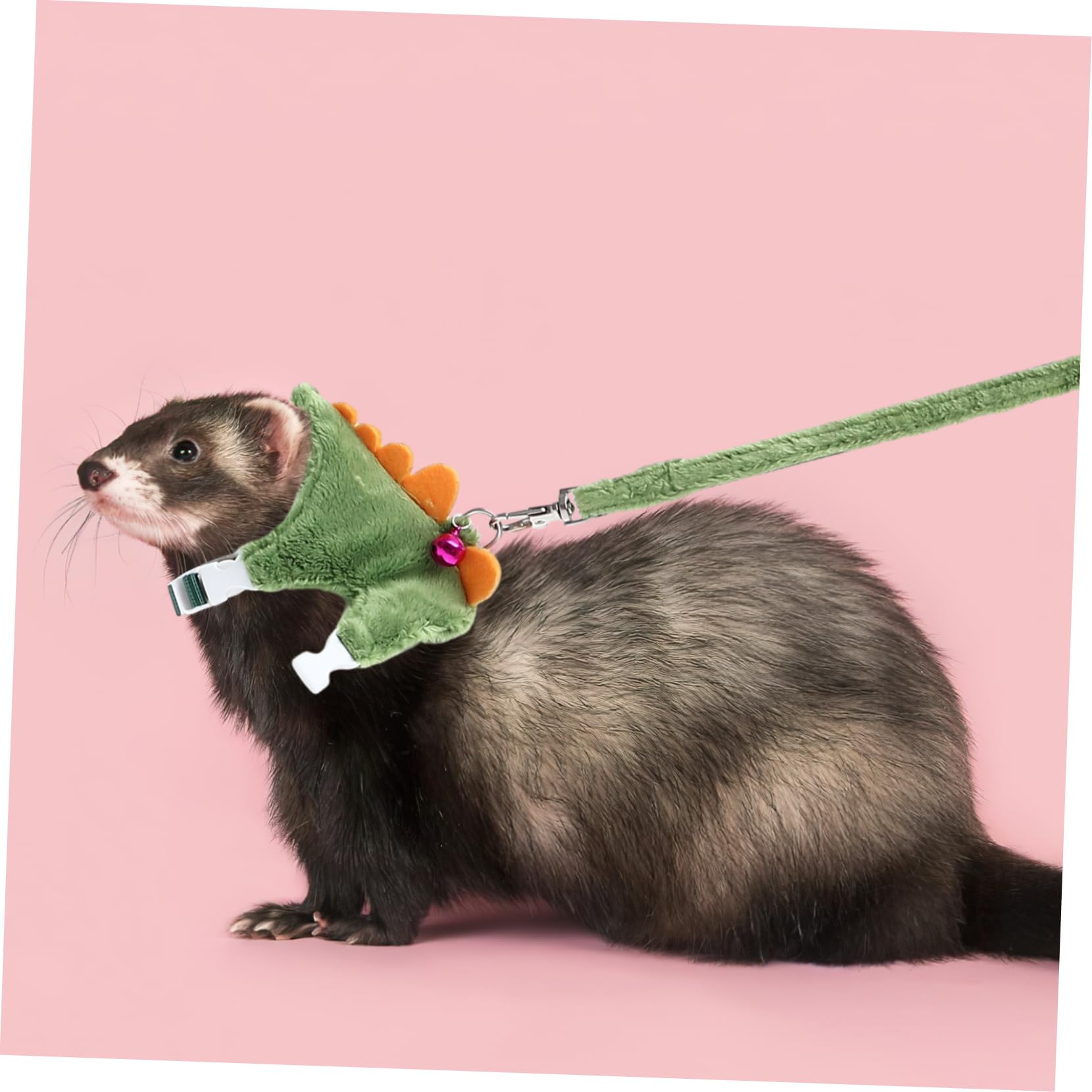 minkissy 5pezzi Pettorina e Guinzaglio Per Furetti Kit Pratico Per Passeggiate Facile Da Indossare e Comodo Per Animali Domestici Con Design Tema Dinosauro