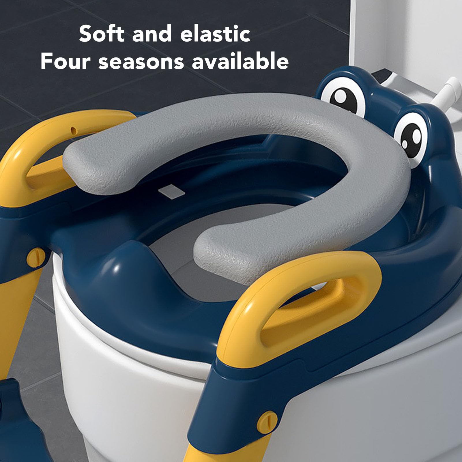 Asiento de Entrenamiento para Ir Al Baño para Niños con Escalera Ajustable para Niños Pequeños Material de PU Suave a Prueba de Salpicaduras (Amarillo)