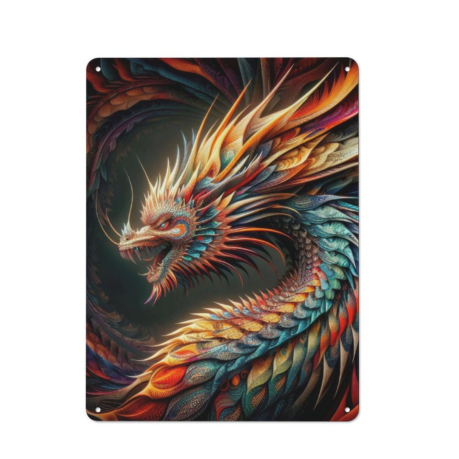 Junmoney Dragonscale Vortex For Garden Room Or Summerhouse, Vintage Tin Sign 40X30cm, A Metal Wall Feature For Garden Rooms And Summerhouses
