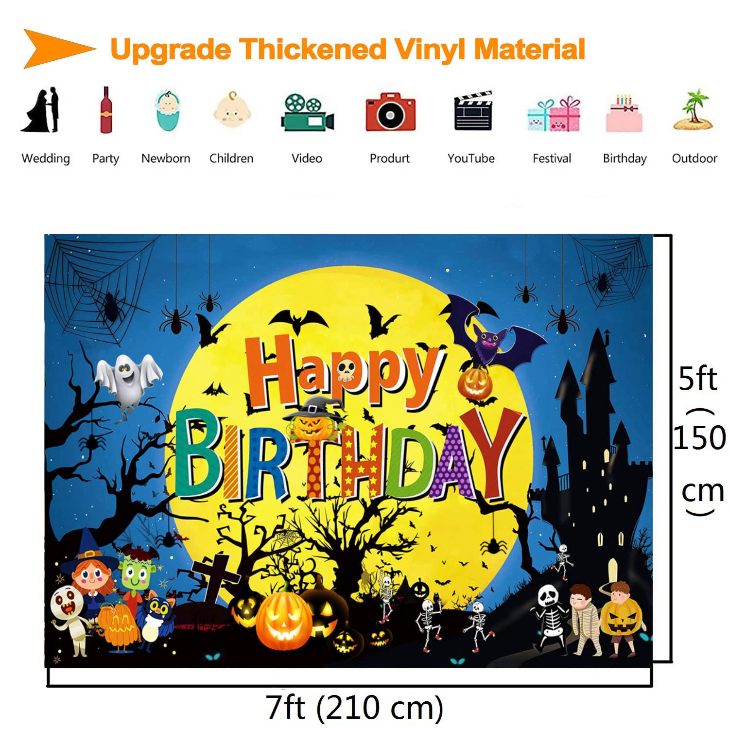 Halloween-Banner Im Vintage-Buntglas-Look – Ca. 180x120 Cm, Aus Polyester, Ideal Als Foto-Hintergrund Oder Party-Deko