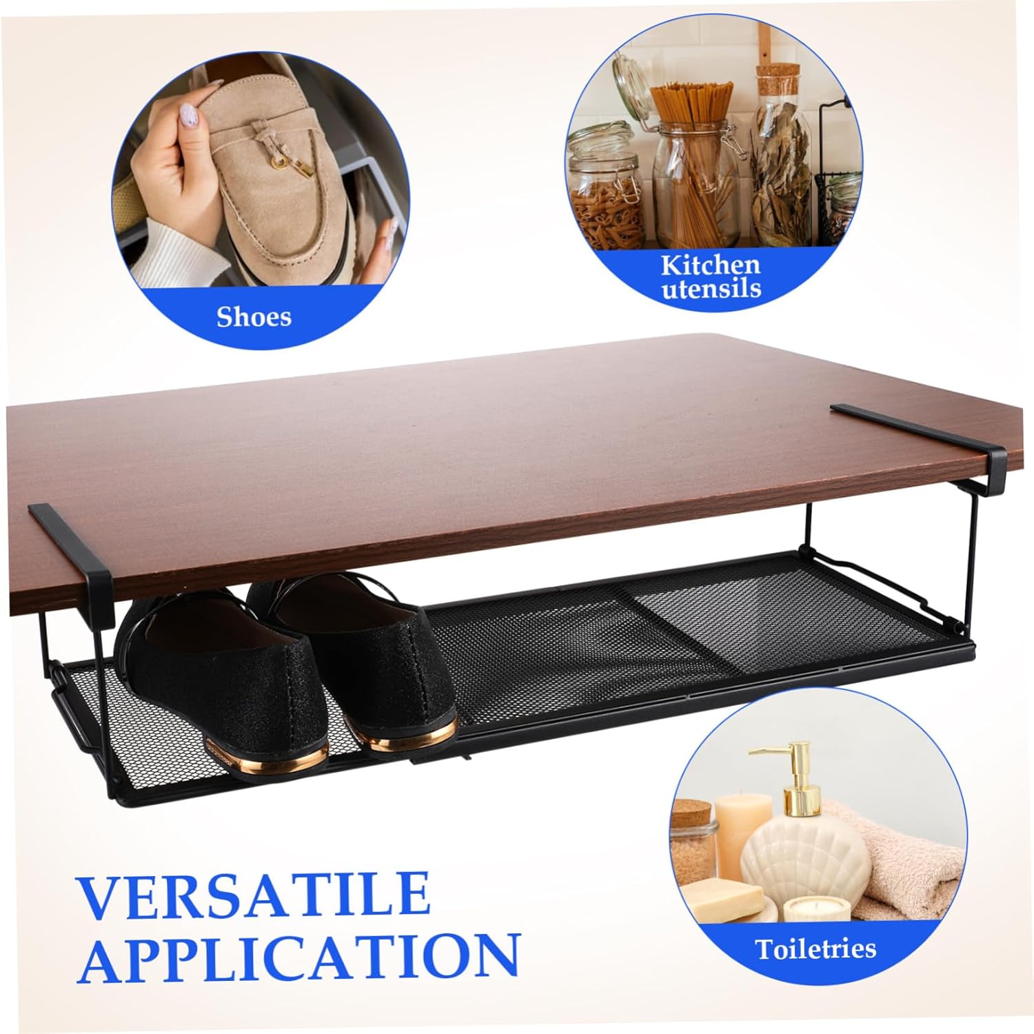 Under Shelf Storage Rack Expandable Hanging Organizer for Kitchen Pantry Shoe Cabinet Versatile Cabinet Hanging Storage Stylish Space Efficient Design