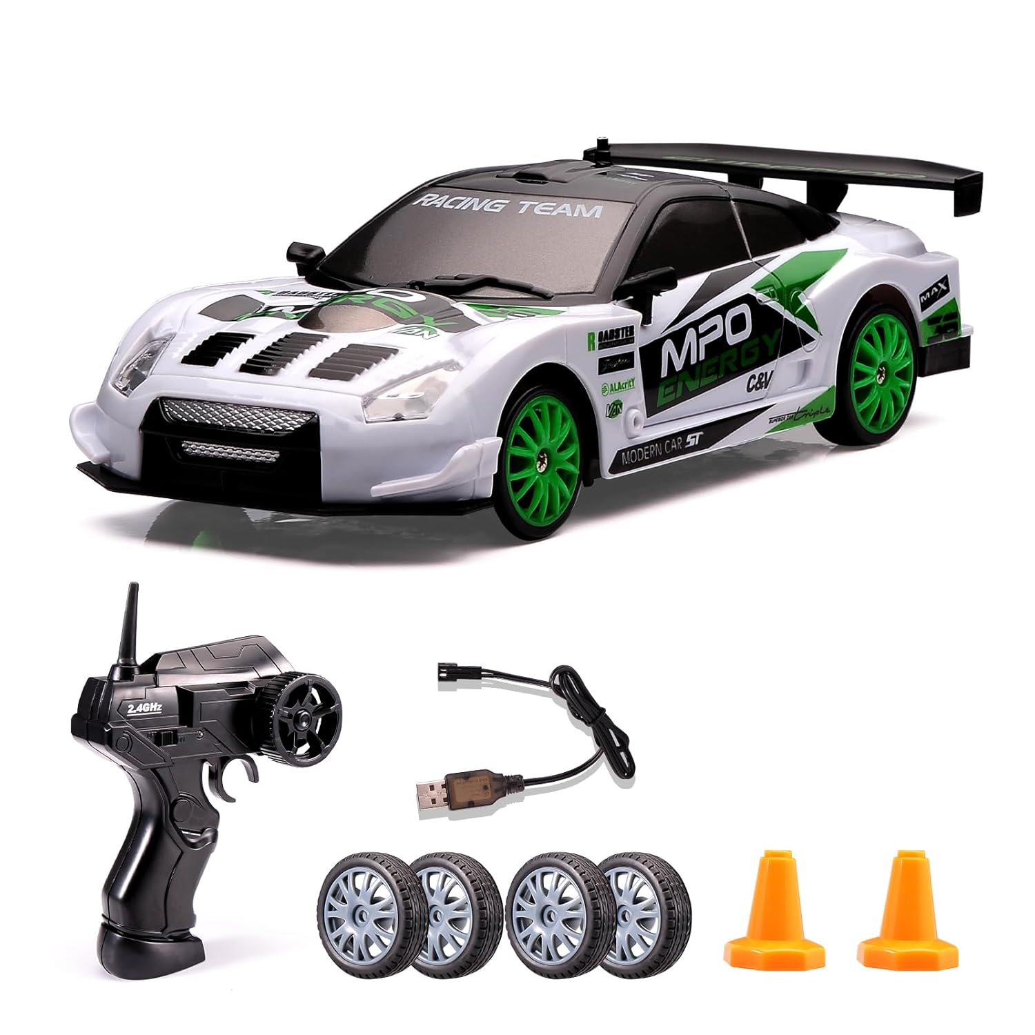 Product image of 1:24 Scale RC Drift Car,4WD 2.4GHz High Speed Racing Hobby Sport Toy Car Vehicle with LED Lights,Racing and Drift Wheels for Adult Boys Girls Kids Gift (SC24A11-1)