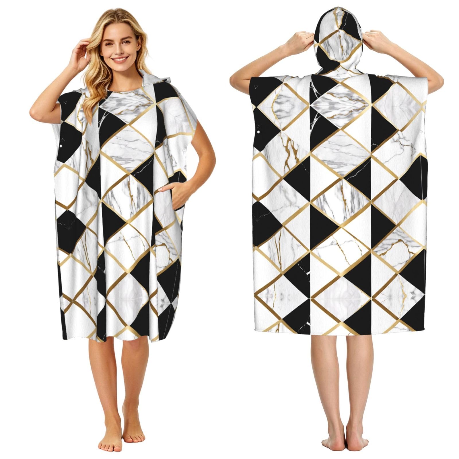 Poncho surf en microfibre marbre pour se changer sur la plage après la natation