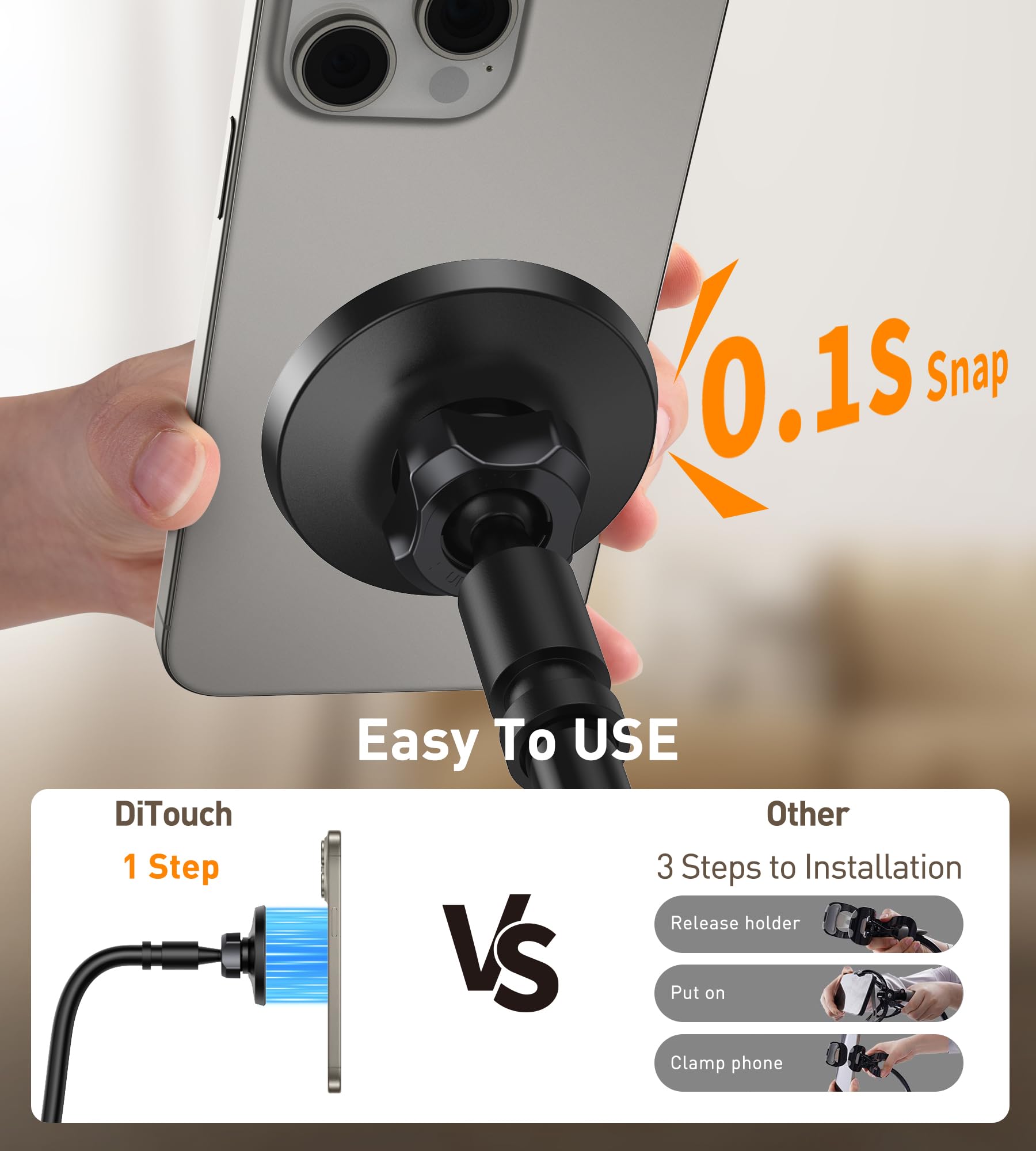 Support Téléphone Lit Réglable Pivotant 360° Col de Cygne Mag-Safe avec Anneaux Métal pour iPhone 17 16 15 14 13 12 Pro Max Plus
