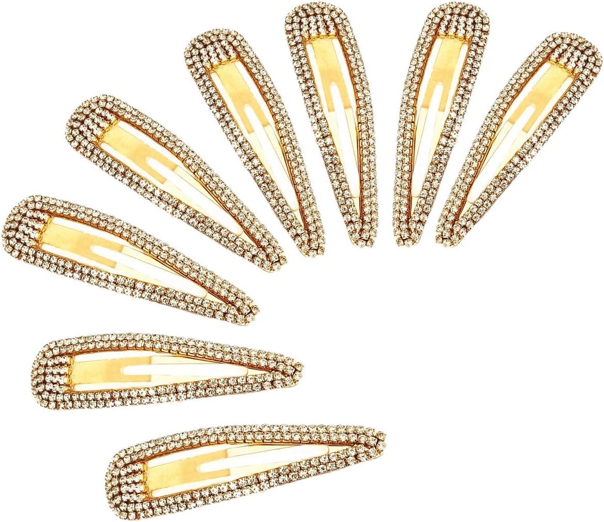 8 Pcs Crystal Hair Clips Fashion Hair Barrettes Water Drop HairPins Headwear Fashion Hair Accessories Crystal Metal Hair Clips for Women Girls