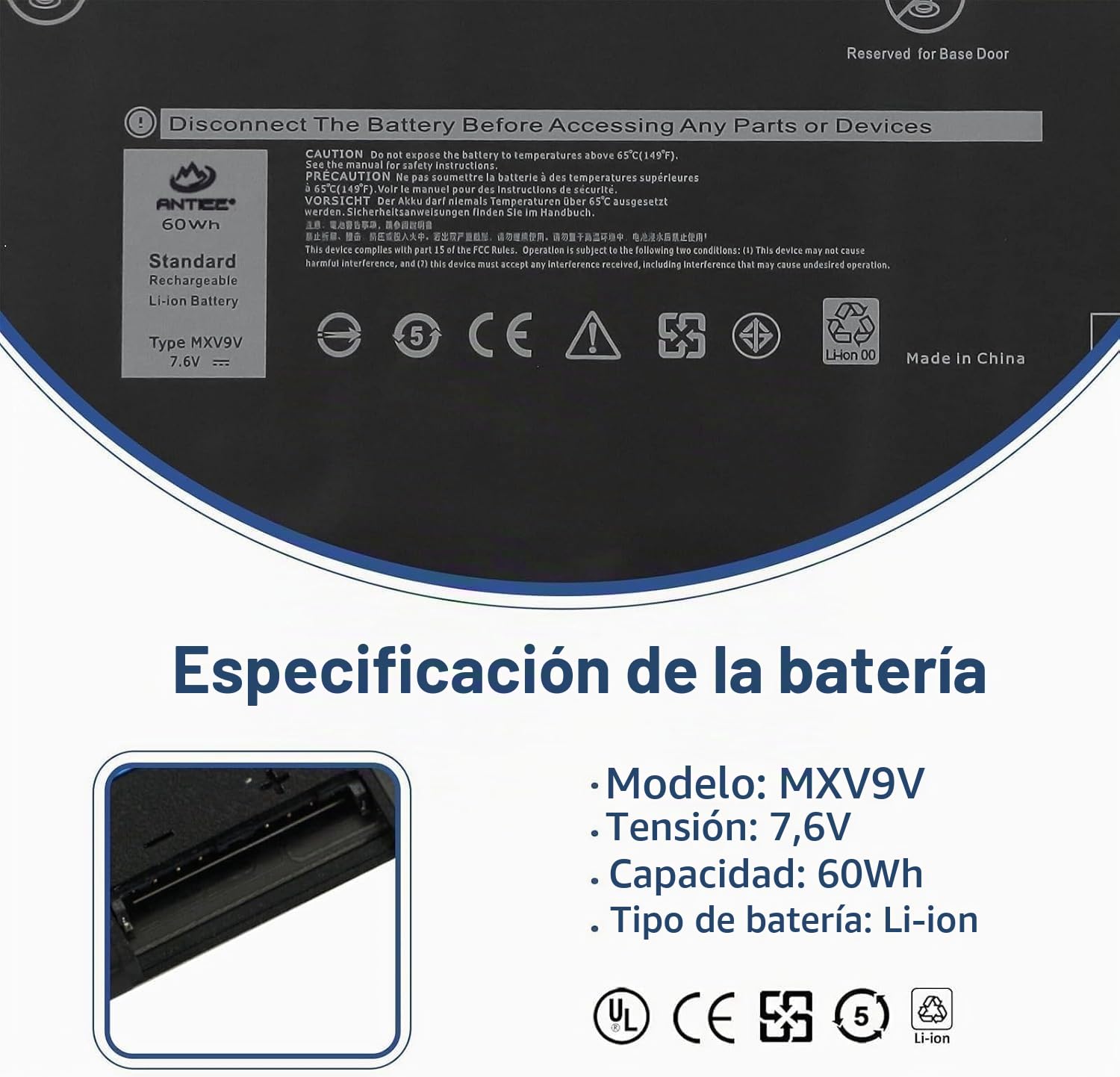 ANTIEE MXV9V Laptop Batería para DELL Latitude 5300 5310 7300 7400 E5300