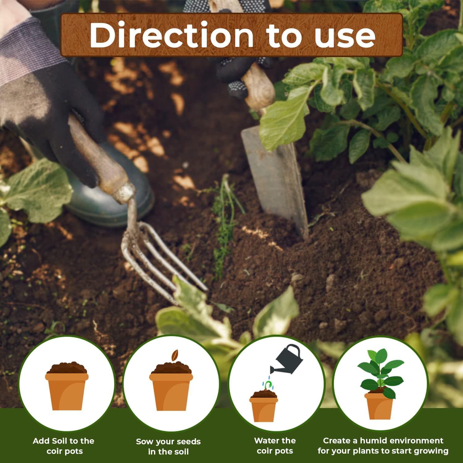 UBICON Premium Quality Eco-Friendly Coco Pots Made from Coconut Fiber; Great for Starter Seedling, Germination, Sprouting Plants, Flower Seeds, Strawberry Seeds and Herb (24 Pots)