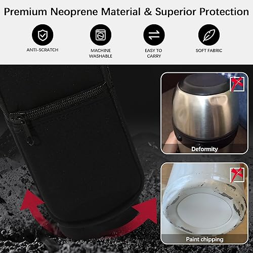 Miniatura 6 de Bolsa de transporte para botellas de agua Stanley de 40 onzas, accesorios para vasos, botella de agua de neopreno con correa y paquete de 2 tapones