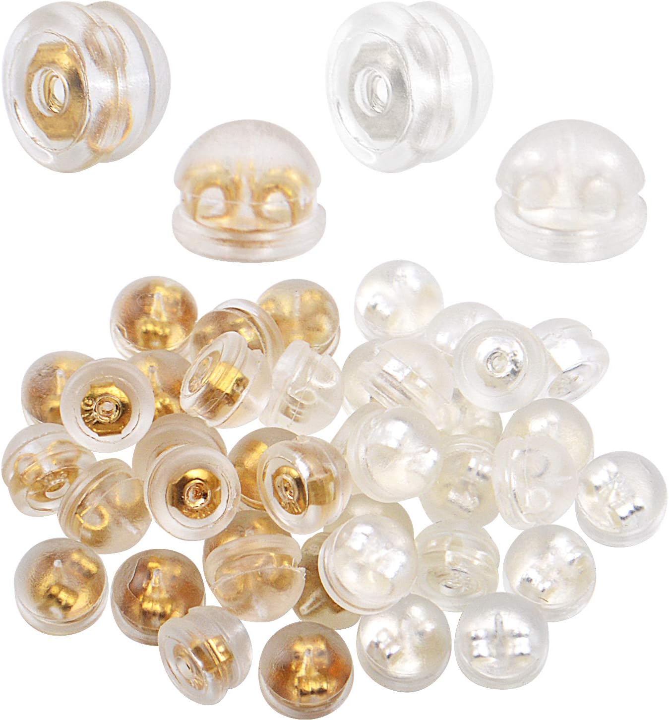 Aylifu 40 Pieces Earring Safety Backs Hypoallergenic Stud Earring Stoppers Covered by Silicone,Gold & Silver