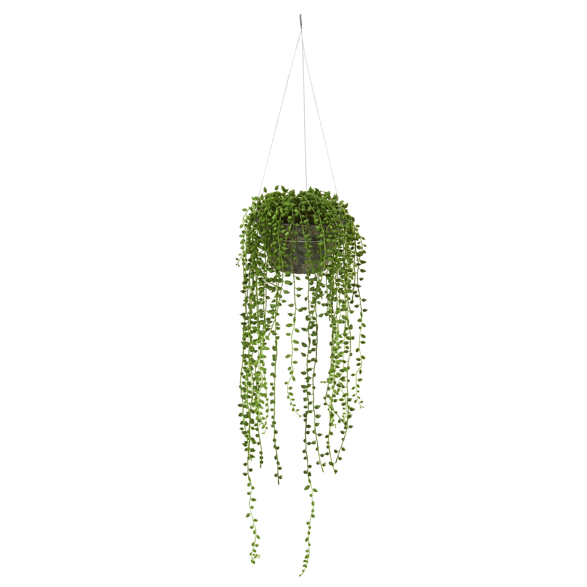 Nearly Natural String of Pearl Artificial Plant Hanging Basket