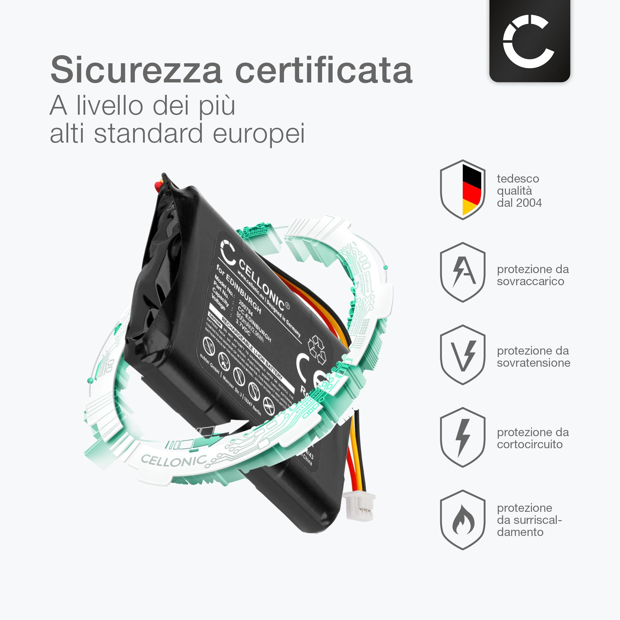 Batteria Di Ricambio CS-TM600SL Per TomTom ONE V1 – 1350mAh, Li-Polymer, 3.7V, Colore Nero - 2