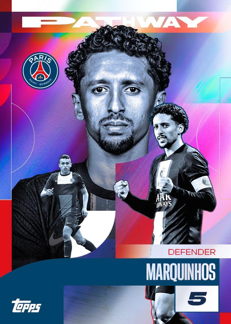 Topps Coffret équipe Paris Saint-Germain 2024/25 - 30 cartes par boîte, 1 autographe ou relique, 1 parallèle numéroté séquentiellement, 1 feuille statique