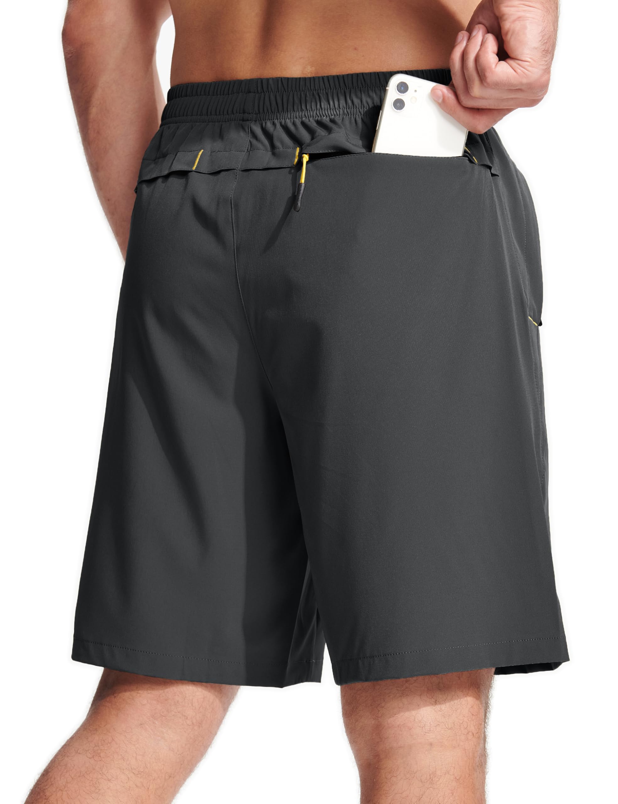 MAGCOMSEN Pantalones Cortos Deportivos para Hombre con Cintura elástica de Secado rápido elásticos y Ligeros para Actividades al Aire Libre