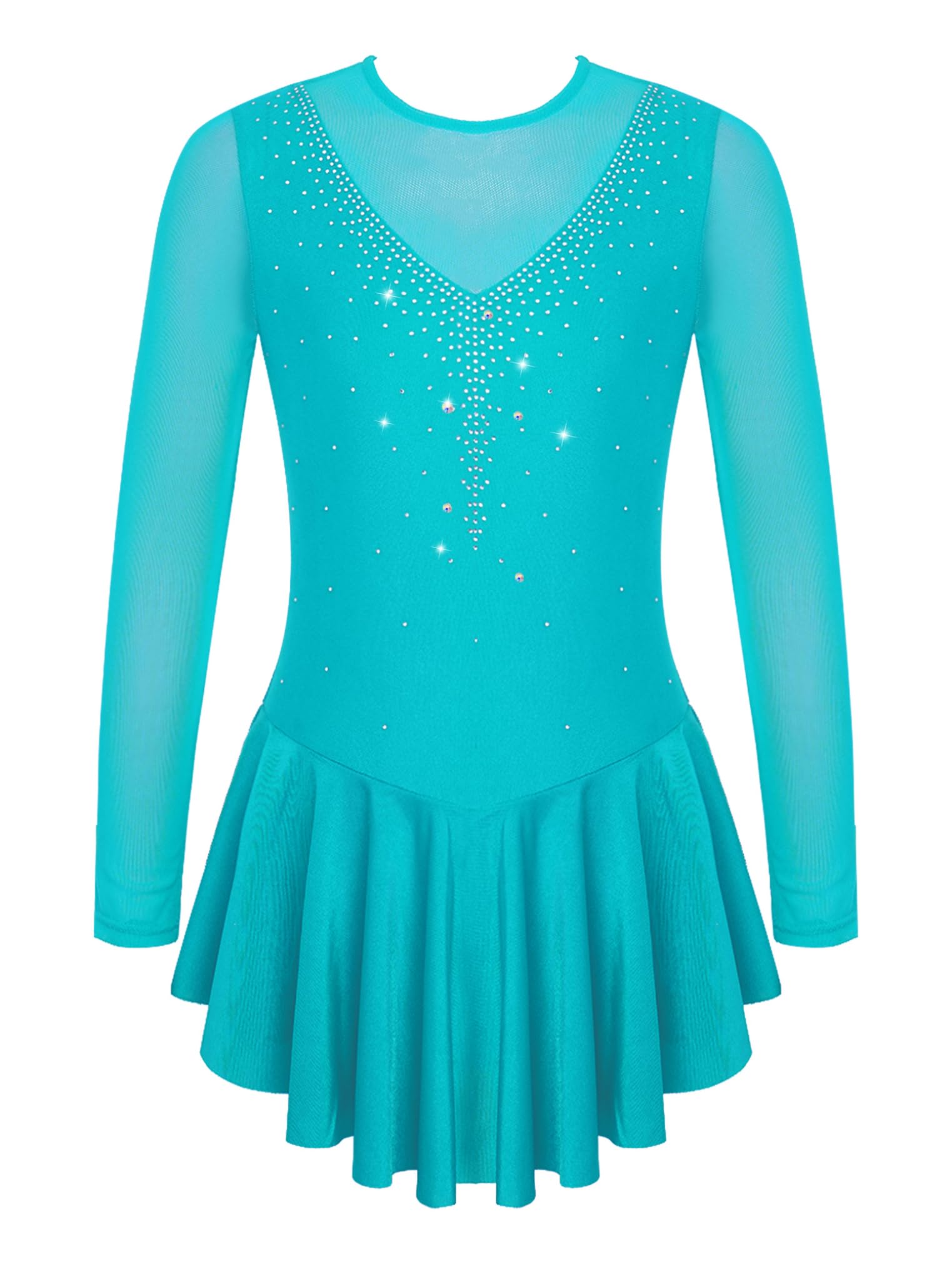 Freebily Vestido de Danza Patinaje sobre Hielo para Niña Leotardo de Manga Larga Maillot de Gimnasia Rítmica Competición Vestido de Bailarina Ballet — view 11