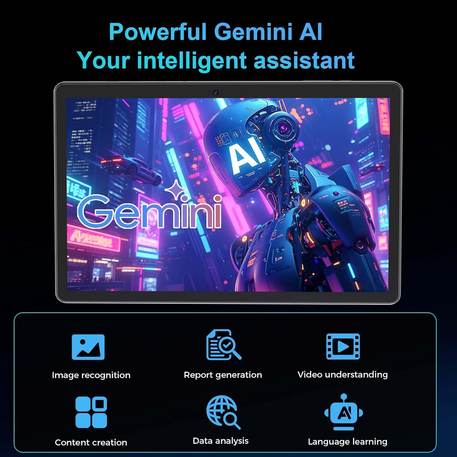 Android Tablet with Keyboard, 2026 Android 15 Tablet 10 inch, 26GB+256GB+2TB Expand, Electronic Tablet PC with Gemini, 8-Core, 8000mAh, 5G WiFi, GMS, 2 in 1 Tablet with Case/Mouse/Stylus(Black Case)