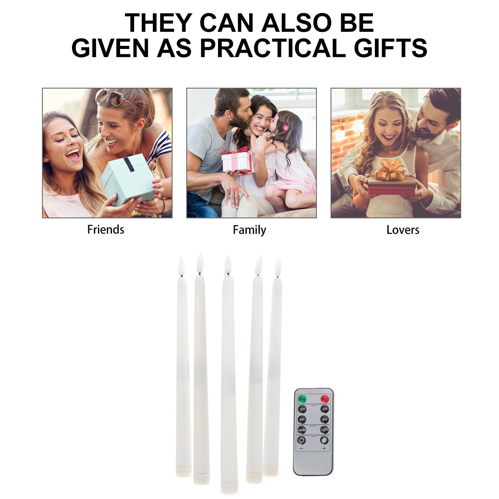DOITOOL Set 6 Candele Elettroniche con Telecomando Candele a Batteria senza Fiamma in Abs LED Coniche per Decorazioni Matrimonio e Natale