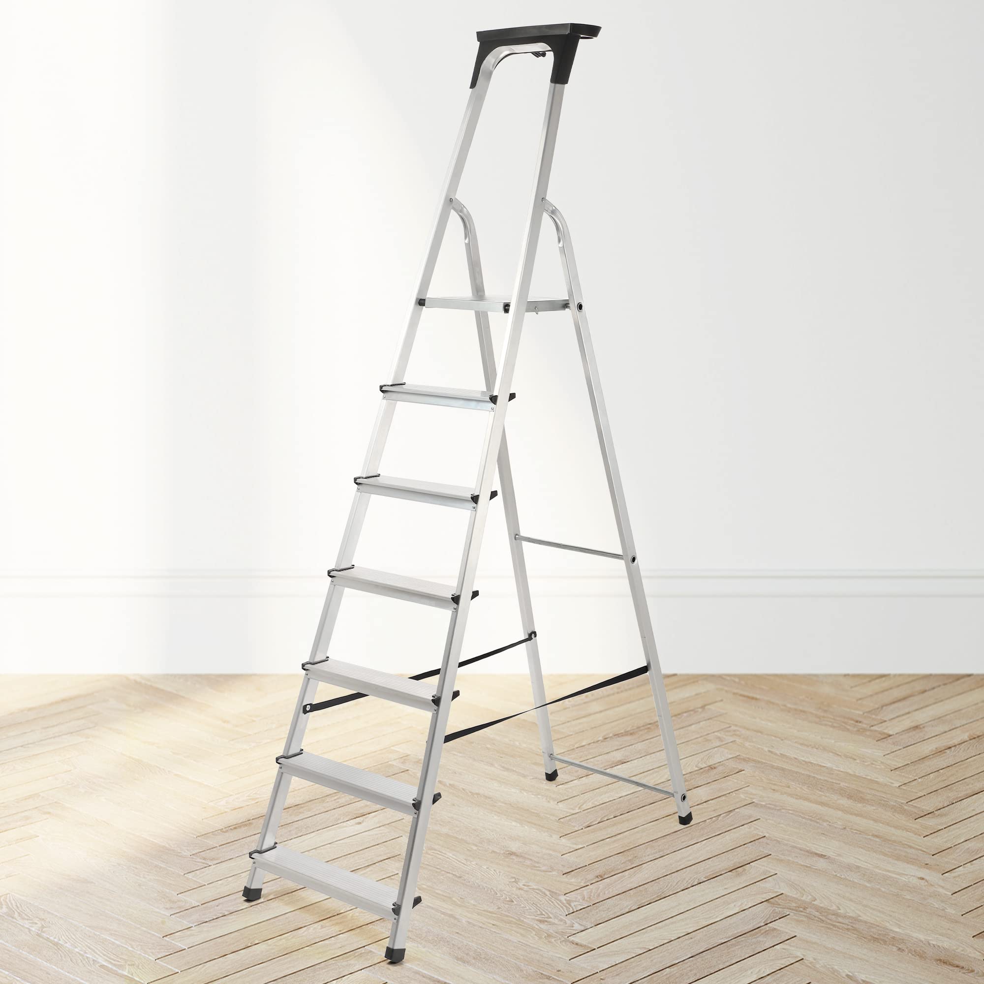 KADAX Echelle Aluminium Pliable 6 marches | escabeau Multifonction | jusqu'a 150kg | antiderapante Stable | Menage Atelier