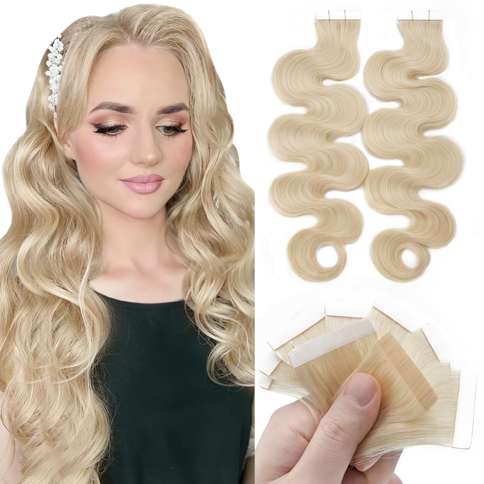 ✨ 3 18” PLATINUM Blonde HUMAN TAPE INS NWT*3 PACKS Amazon.com : 18 main image 3