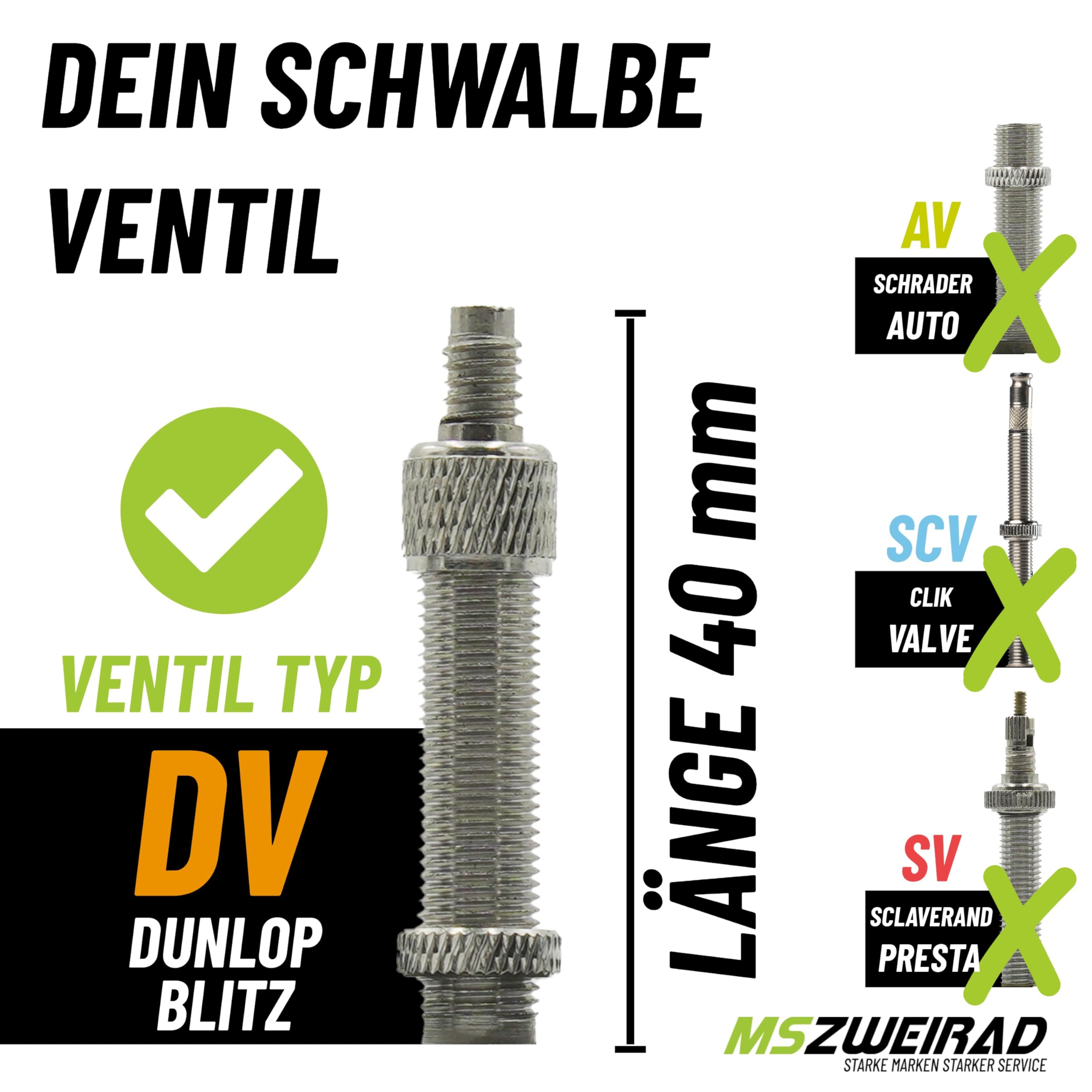 Kit Schwalbe DV17 – 2 Chambres à Air 28/47-622/635, Valve 40 Mm, Avec 3 Démonte-pneus MSZweirad