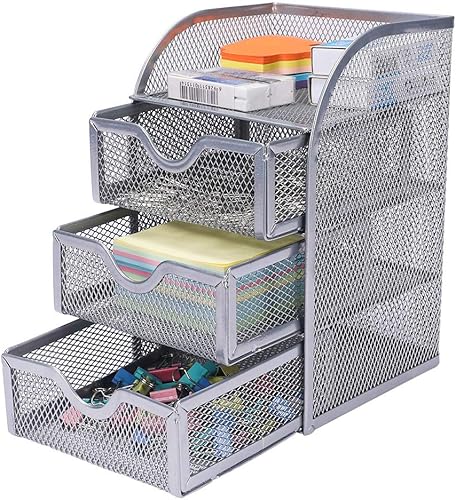 Miniatura 8 de PAG organizador de escritorio de malla para artículos de oficina, soporte para bolígrafos y accesorios, con cajón