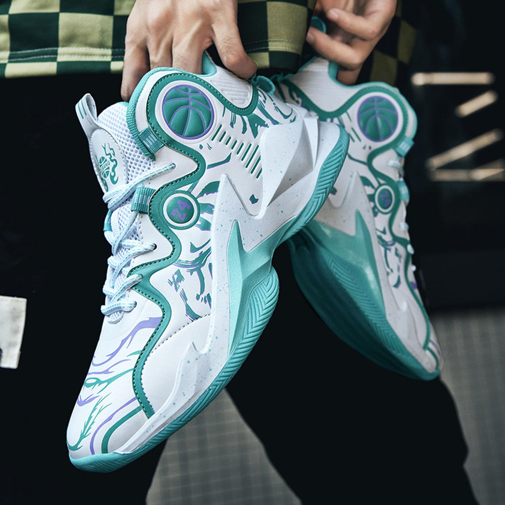 Męskie buty do koszykówki Buty sportowe Lekkie buty do koszykówki Chłopcy Outdoor Fitness Buty do koszykówki (37 UE, Z02)