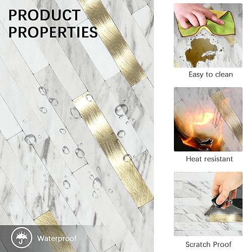 Miniatura 6 de 8 piezas de mosaico de PVC para despegar y pegar, para salpicaduras de cocina, etc