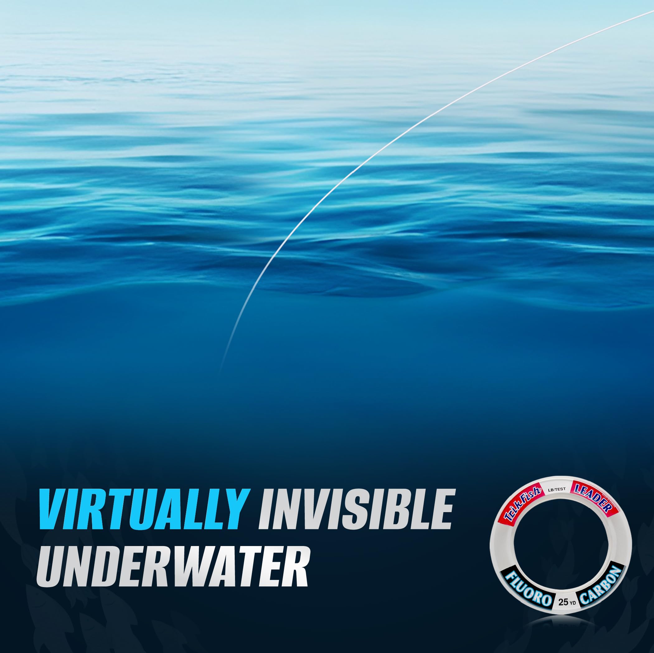 TrikFish Fluorocarbon Leader Fishing Line - Trik Fish Leader Material - Saltwater & Freshwater Fishing Line - Clear, Virtually Invisible - High Strength & Abrasion Resistance - 15-100 Lb Test Spool