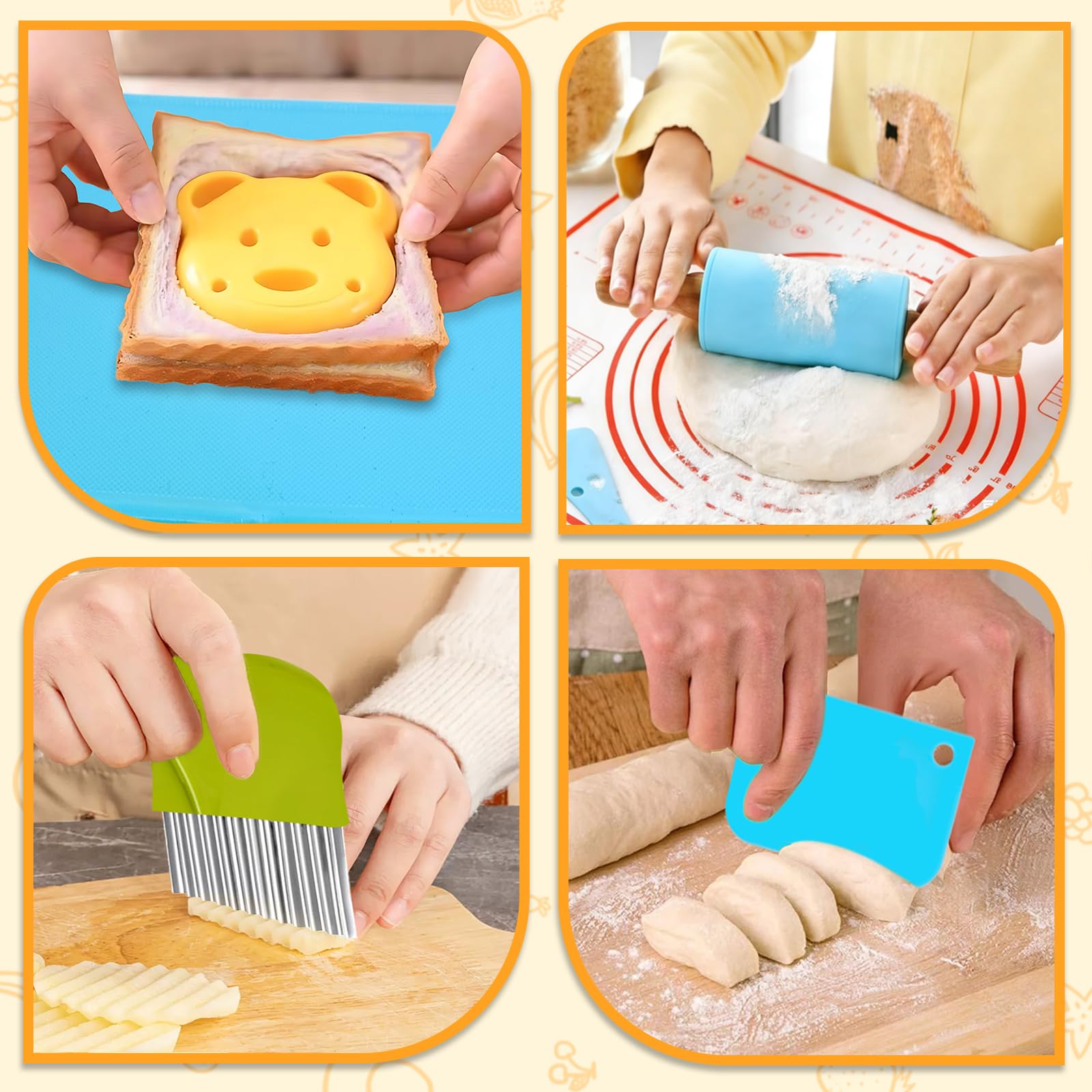 Cuchillo niños Aprendizaje, 23 Kit Cocina Montessori que no Cortadedos, Cuchillo para niños a Partir de los, Utensilios Cocina, Para Cortar Frutas Verduras o Masa (23 piezas)