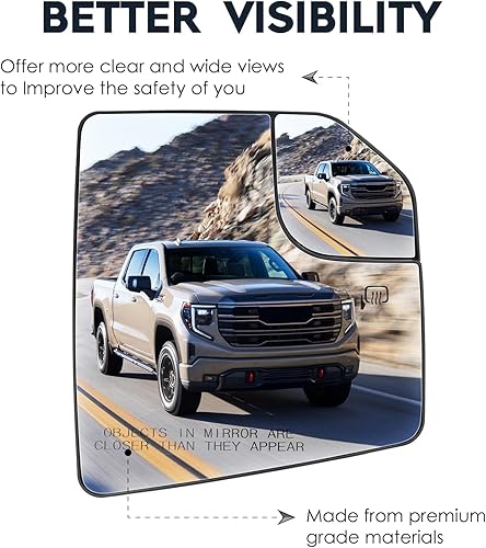 Miniatura 3 de Espejo de punto ciego calefactado para el lado derecho del pasajero para Ford F-150 2015-2020, vidrio de espejo retrovisor lateral, repuesto para