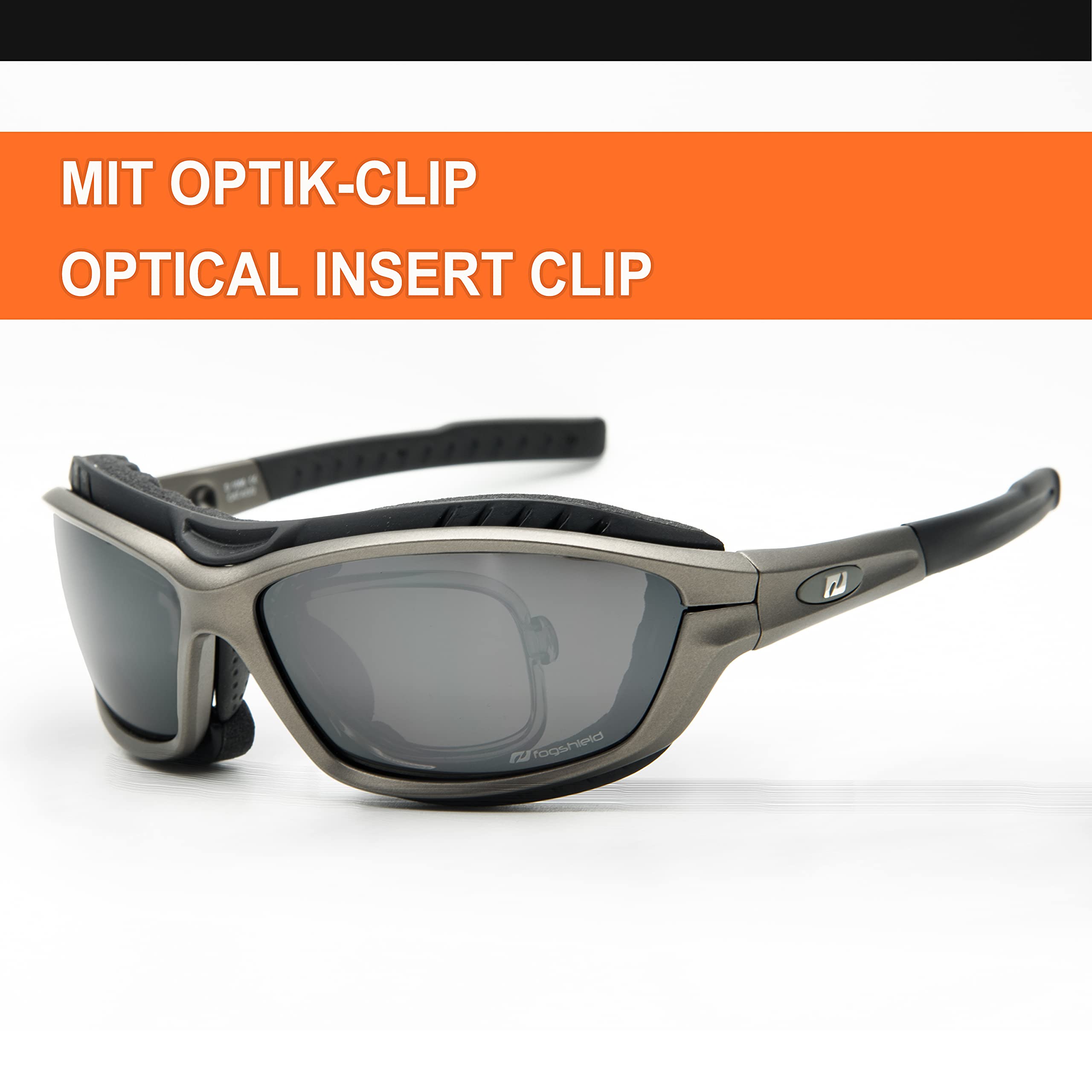 Daisan Okulary sportowe z wymiennymi soczewkami, paskiem, ochroną przed wiatrem, okulary dla osób noszących okulary Opticlip