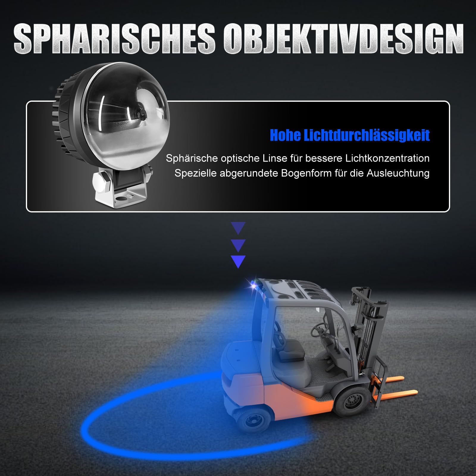 30W Runde LED Blaue Gabelstapler Leuchtet DC10-110V Warenhaus Seitenleuchten stapler warnlicht Warnscheinwerfer forklift lampe für Auto Gabelstapler