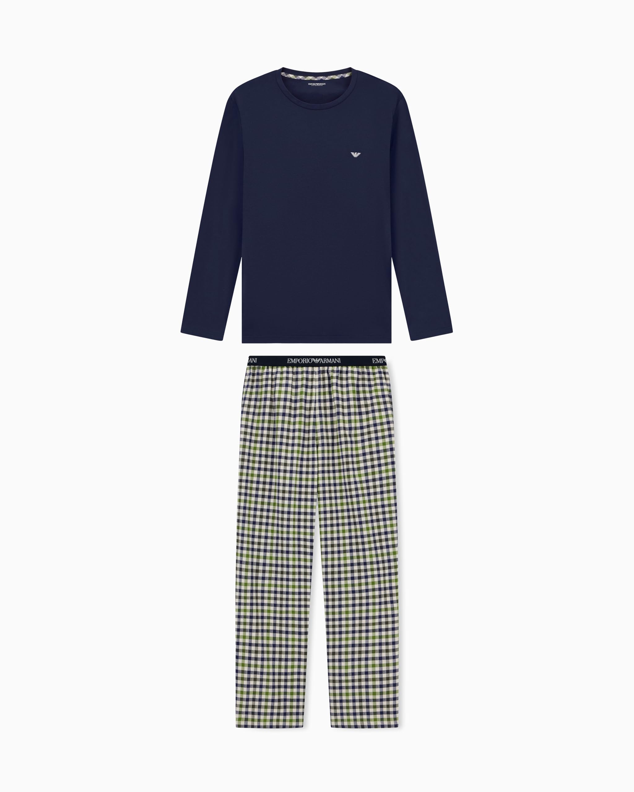 Emporio Armani Pigiama Lungo Uomo Tinto in Filo Blu L, Blu, L